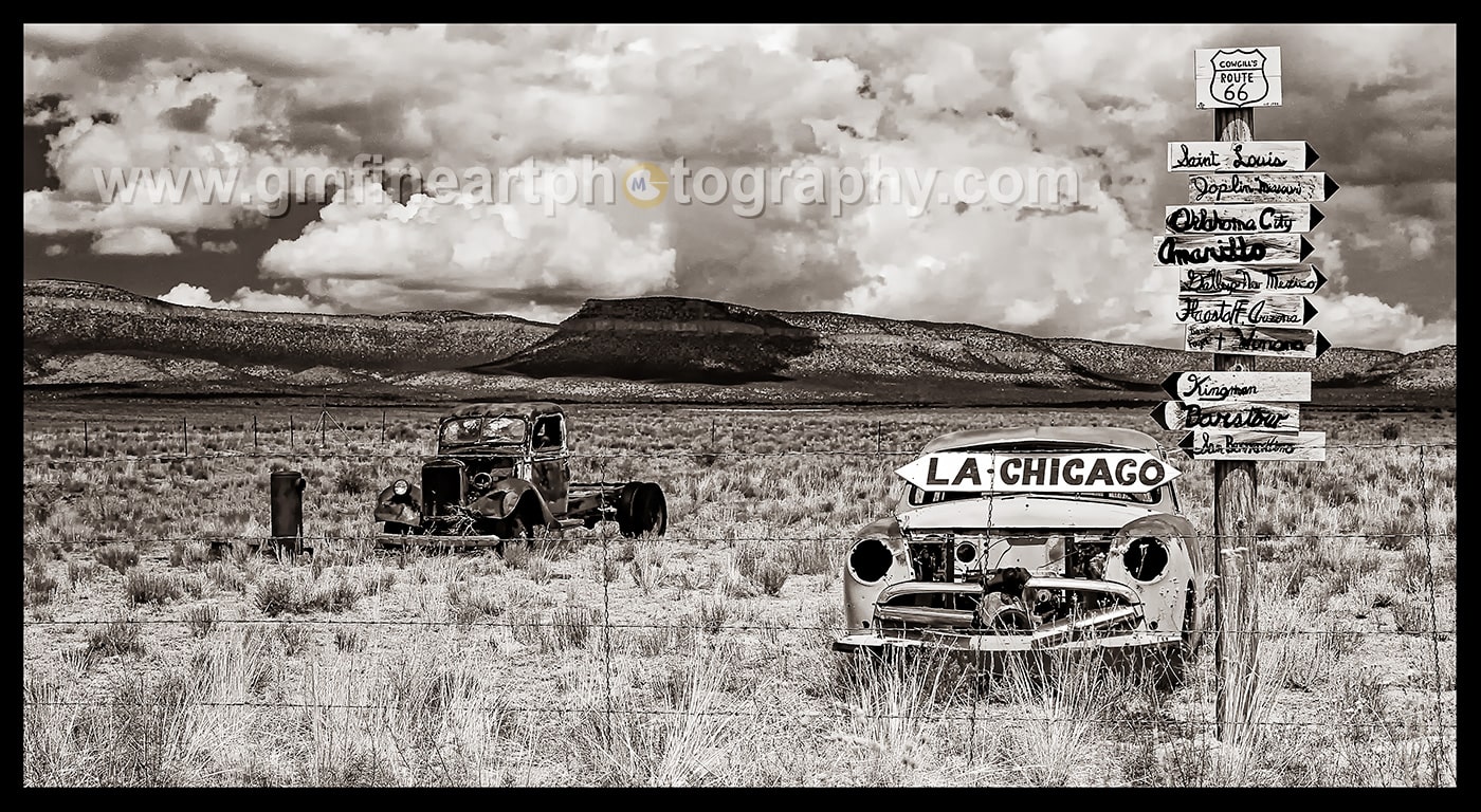 Old car and truck route 66